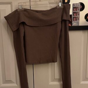 Wild Fable Brown Ribbed Knit Top